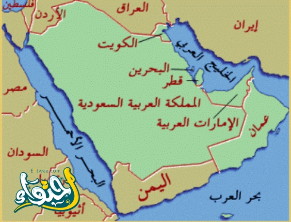 خريطة الخليج العربي بشكل تفصيلي