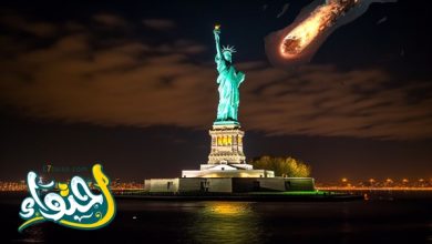 نيزك ناري يضيء "تمثال الحرية" بنيويورك