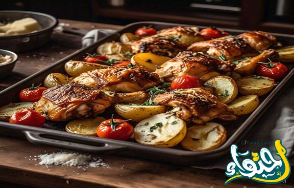 طريقة عمل صينية البطاطس بالفراخ اللذيذة
